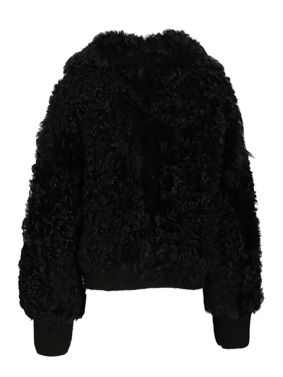 Numero Otto Short Shearling Coat Coats Black In Multi