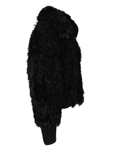 Numero Otto Short Shearling Coat Coats Black In Multi