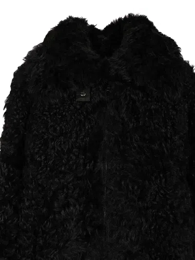 Numero Otto Short Shearling Coat Coats Black In Multi