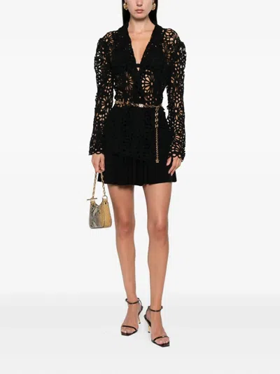 Norma Kamali Floral Lace Long Sleeve Jacket In Black