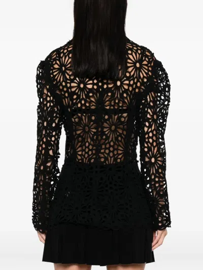 Norma Kamali Floral Lace Long Sleeve Jacket In Black