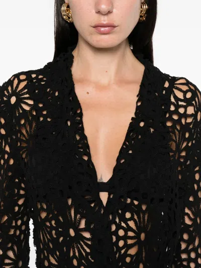 Norma Kamali Floral Lace Long Sleeve Jacket In Black