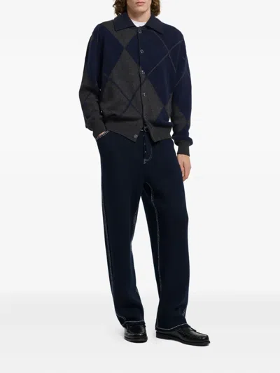 Barrie Argyle-pattern Cardigan In Blue
