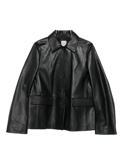Totême Grained-texture Leather Jacket In Black