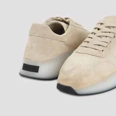 Fear Of God Round Toe Suede Runner With Rubber Sole In Neutral
