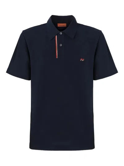 Missoni Striped Collar Polo In Blue