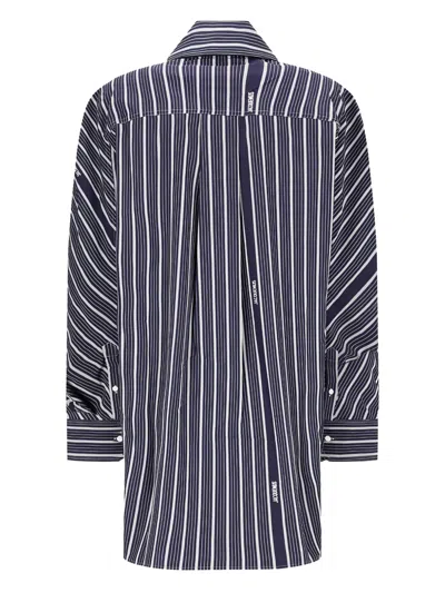 Jacquemus Striped Long Sleeve Shirt Dress In Blue