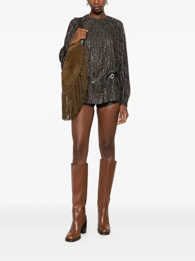 Missoni Textured Brown And Black Striped Sweater In Black
