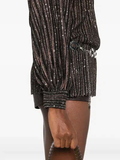 Missoni Textured Brown And Black Striped Sweater In Black