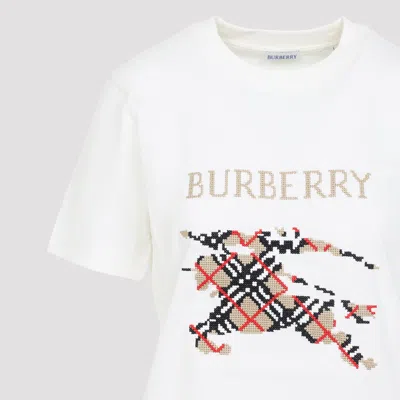 Burberry Ekd Checked T-shirt In White