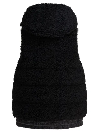 Moncler Padded Zip-up Fleece Gilet In Black