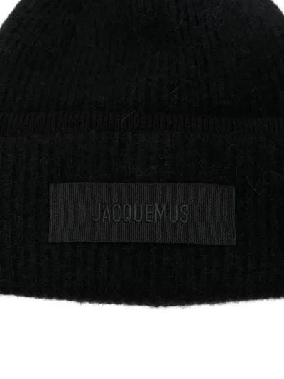 Jacquemus Gros Grain Hat With Pleated Round Crown In Black