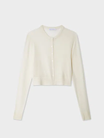 White & Warren Superfine Cashmere Button Cardigan Sweater In White In Gray