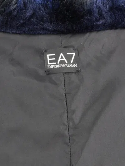 Pre-owned Emporio Armani Striped Faux-fur Coat In Blue