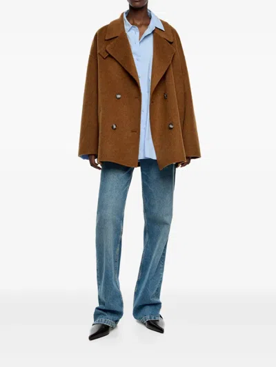 Bimba Y Lola Buttoned Wool Jacket In Brown