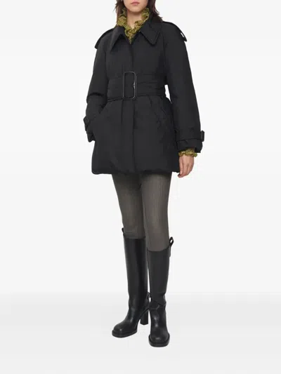 Burberry London Belted Berryhill Padded Car Coat In Black