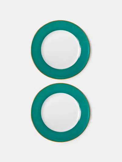 Robert Haviland & C Parlon Coco Hand-painted Porcelain Salad / Dessert Plates - 7.5in/19cm (set Of 2) In Green