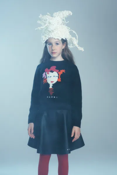 Marni Flower Graphic Wool Blend Pullover In Neutral