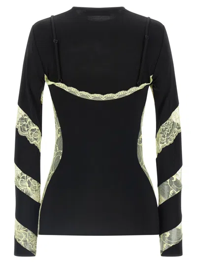 Marine Serre Illusion Effect Fitted Long Sleeve Top In Black