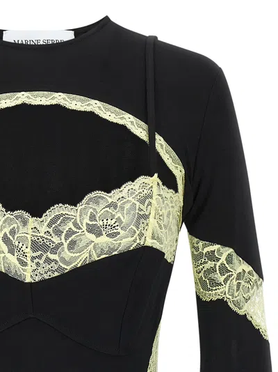 Marine Serre Illusion Effect Fitted Long Sleeve Top In Black