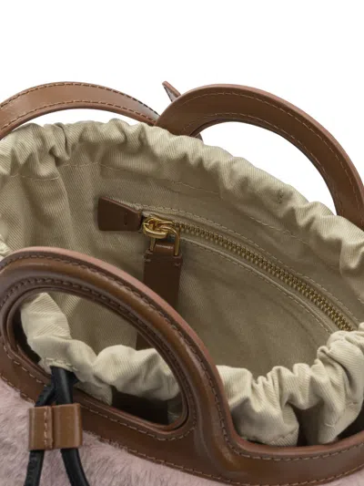 Marni Mini Tropicalia Shearling Top Handle Bag In Pink