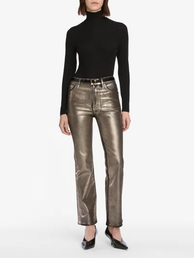 Frame The Reboot Crop In Champagne Coated In Brown