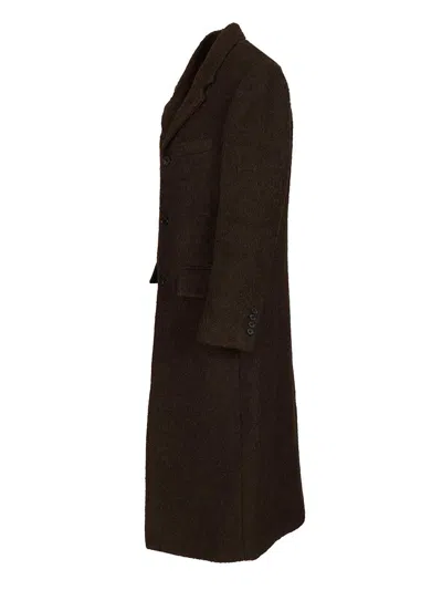 Dunst Unisex 2-way 3 Button Boucle Wool Coat Coats Brown In Brown