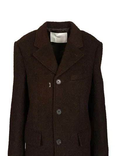 Dunst Unisex 2-way 3 Button Boucle Wool Coat Coats Brown In Brown