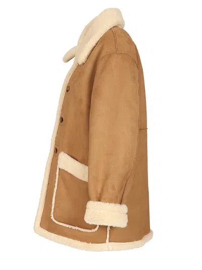 Dunst Unisex Reversible Shearling Jacket Coats Beige In Brown