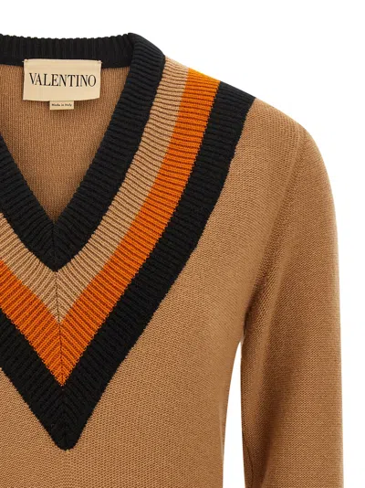 Valentino Garavani Wool Sweater Sweaters And Cardigans Beige In Brown