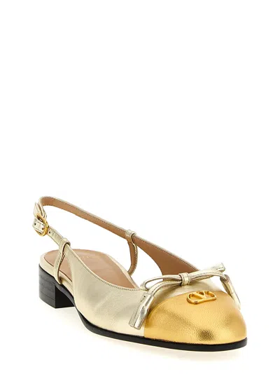 Valentino Garavani Valet Du Roi Vlogo Metallic Leather Slingback Ballerina Flats In Multi