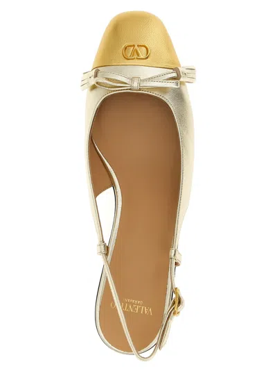 Valentino Garavani Valet Du Roi Vlogo Metallic Leather Slingback Ballerina Flats In Multi