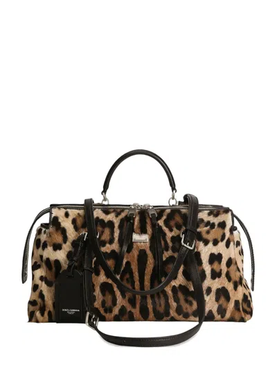 Dolce & Gabbana Leopard Print Vittoria Shoulder Bag In Animal Print