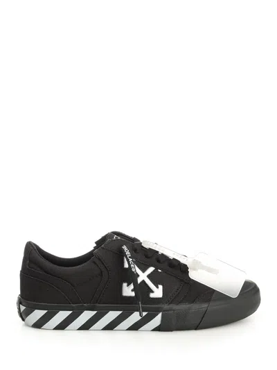 Off-white Low-top Canvas Sneakers Featuring Contrast Stripe In Black