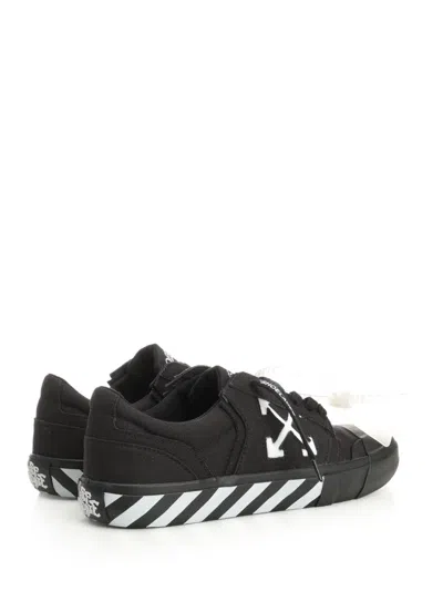 Off-white Low-top Canvas Sneakers Featuring Contrast Stripe In Black