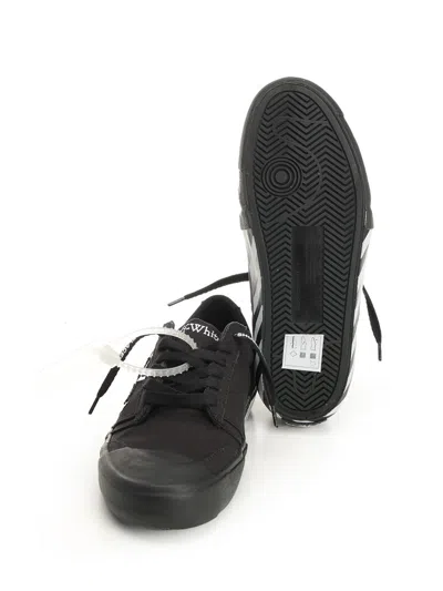 Off-white Low-top Canvas Sneakers Featuring Contrast Stripe In Black