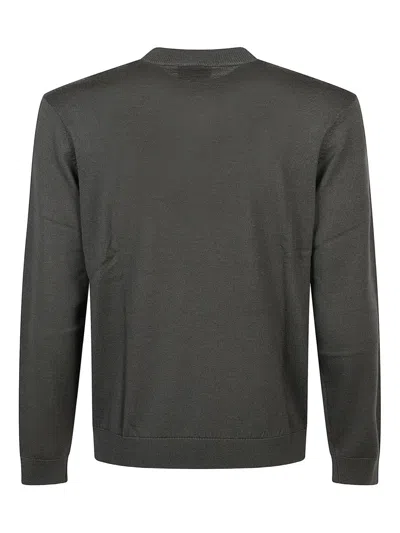Emporio Armani Logo-embroidered Wool Sweater In Gray