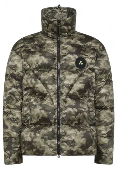 Peuterey Dark Green Puffer Jacket In Multi