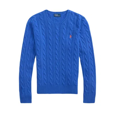 Polo Ralph Lauren Cobalt Blue Cable-knit Sweater In Wool And Cashmere In Blue