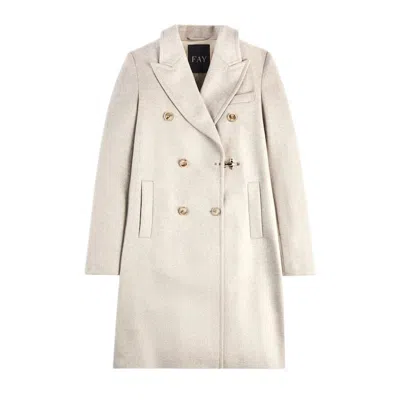 Fay Double-breasted Coat With Hook In Multi
