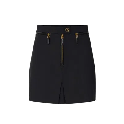 Elisabetta Franchi Gonna In Doppio Crêpe Con Zip Nera In Black