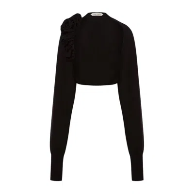 Alberta Ferretti Bottega Veneta Pale Meringue Cotton T-shirts And Polos In Black