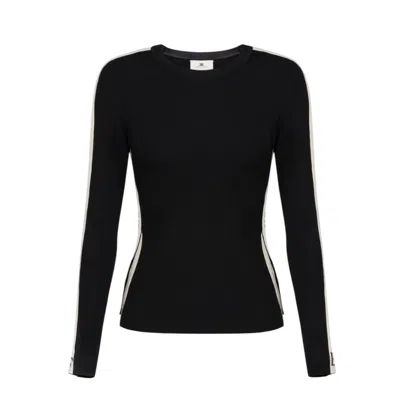 Elisabetta Franchi Viscose Sweater With Shiny Bands In Black
