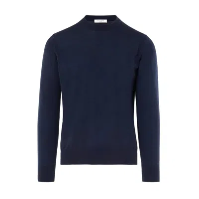 Paolo Pecora Finely Knit Blue Wool Sweater In Blue