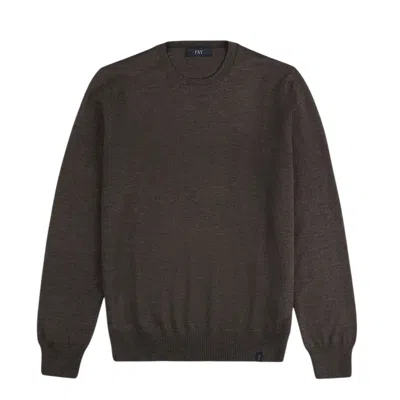 Fay Round-neck Pullover In Wool In Brown