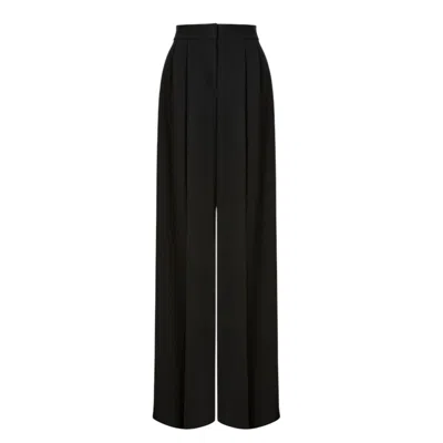 Alberta Ferretti Cady Stretch Wide Leg Trousers In Black