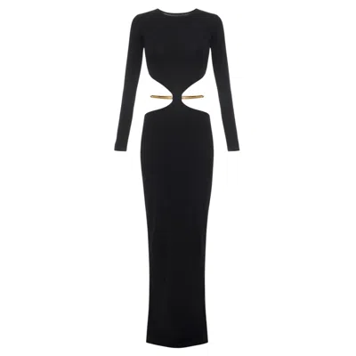 Elisabetta Franchi Black Cut-out Knitted Dress In Black