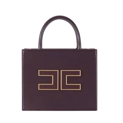 Elisabetta Franchi Borsa Tote Piccola Con Logo Bordeaux In Burgundy