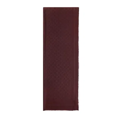 Elisabetta Franchi Scarf With Logo Pattern In Burgundy