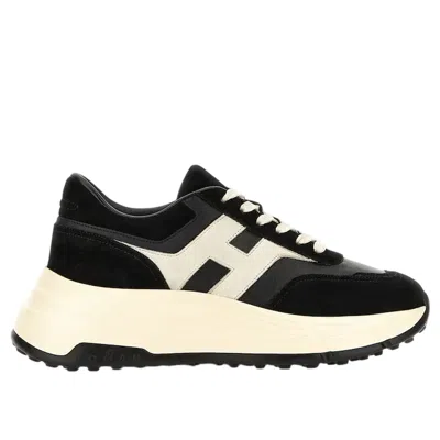Hogan Hi-fi Panelled Lace-up Sneakers In Black